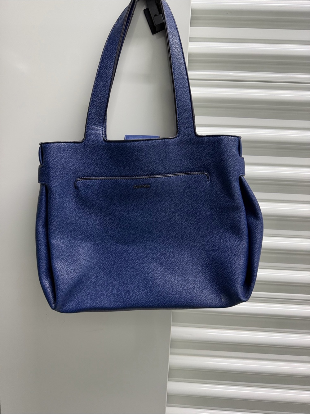 Calvin Klein Deep Blue Pebbled Leather Tote
